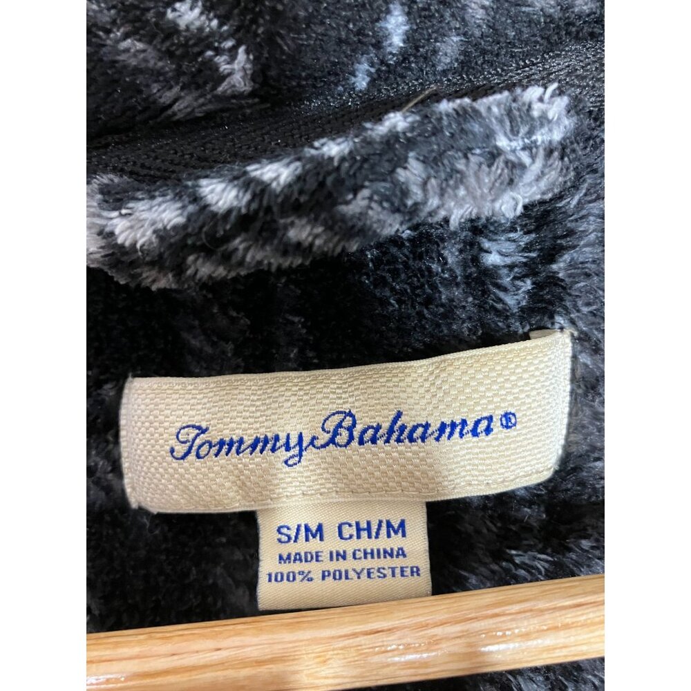 Tommy Bahama Mens Black & Gray Plaid Fleece Robe S/M - Picture 4 of 7